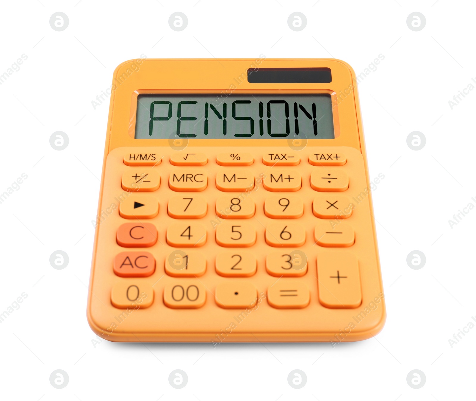 Image of Calculator with word Pension on white background