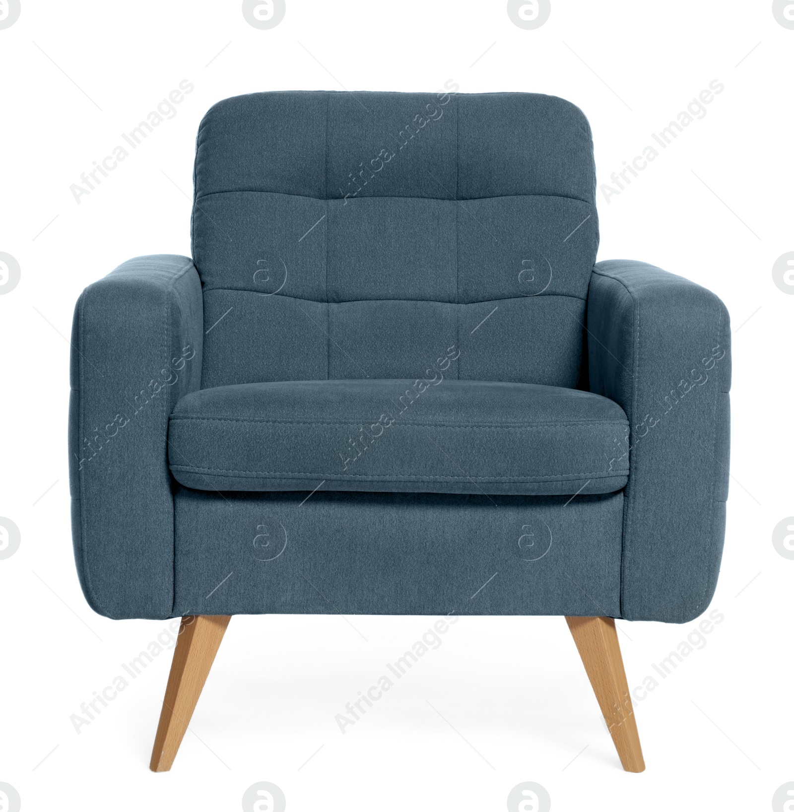 Image of One comfortable slate grey armchair isolated on white