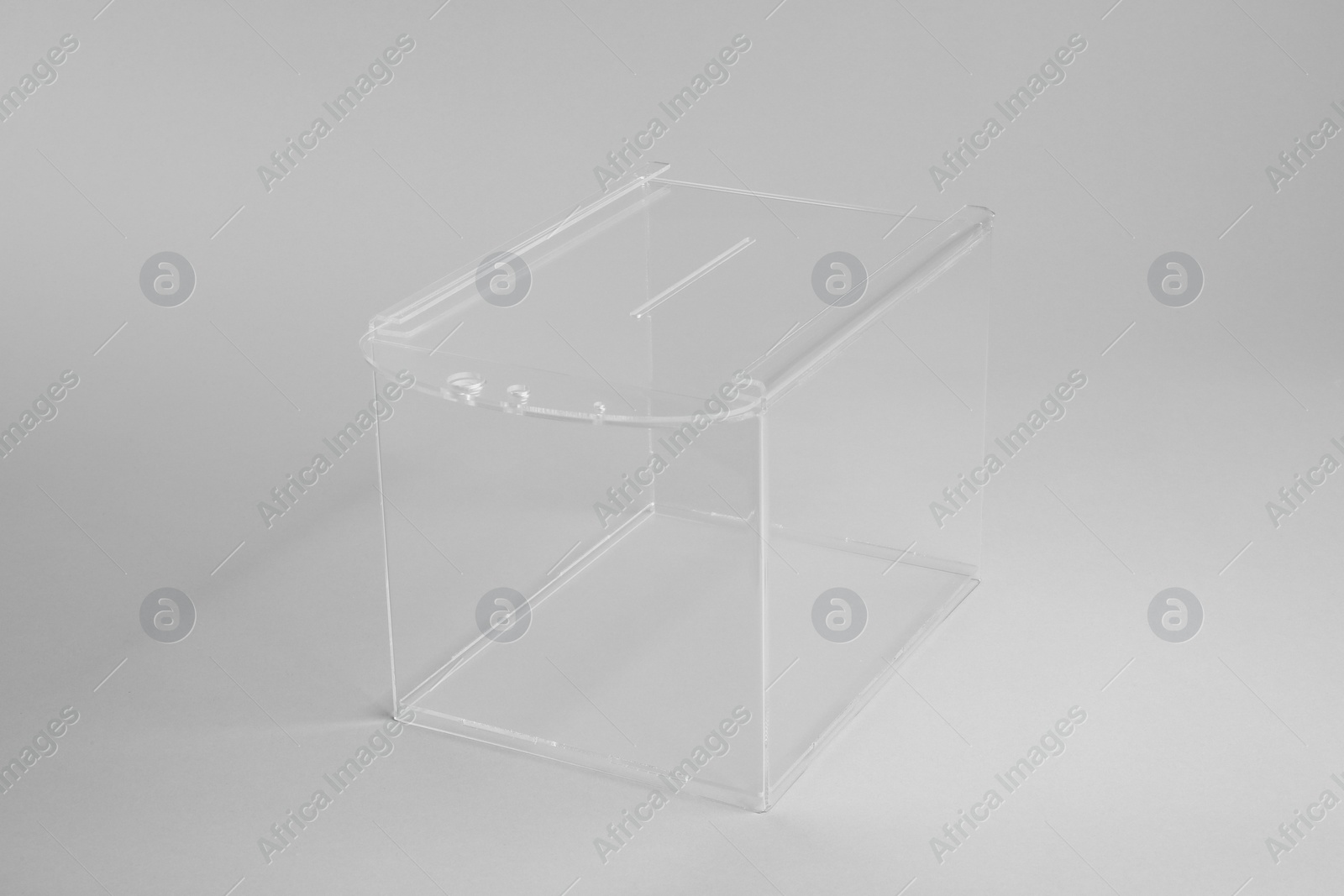 Photo of One ballot box on light grey background. Election time