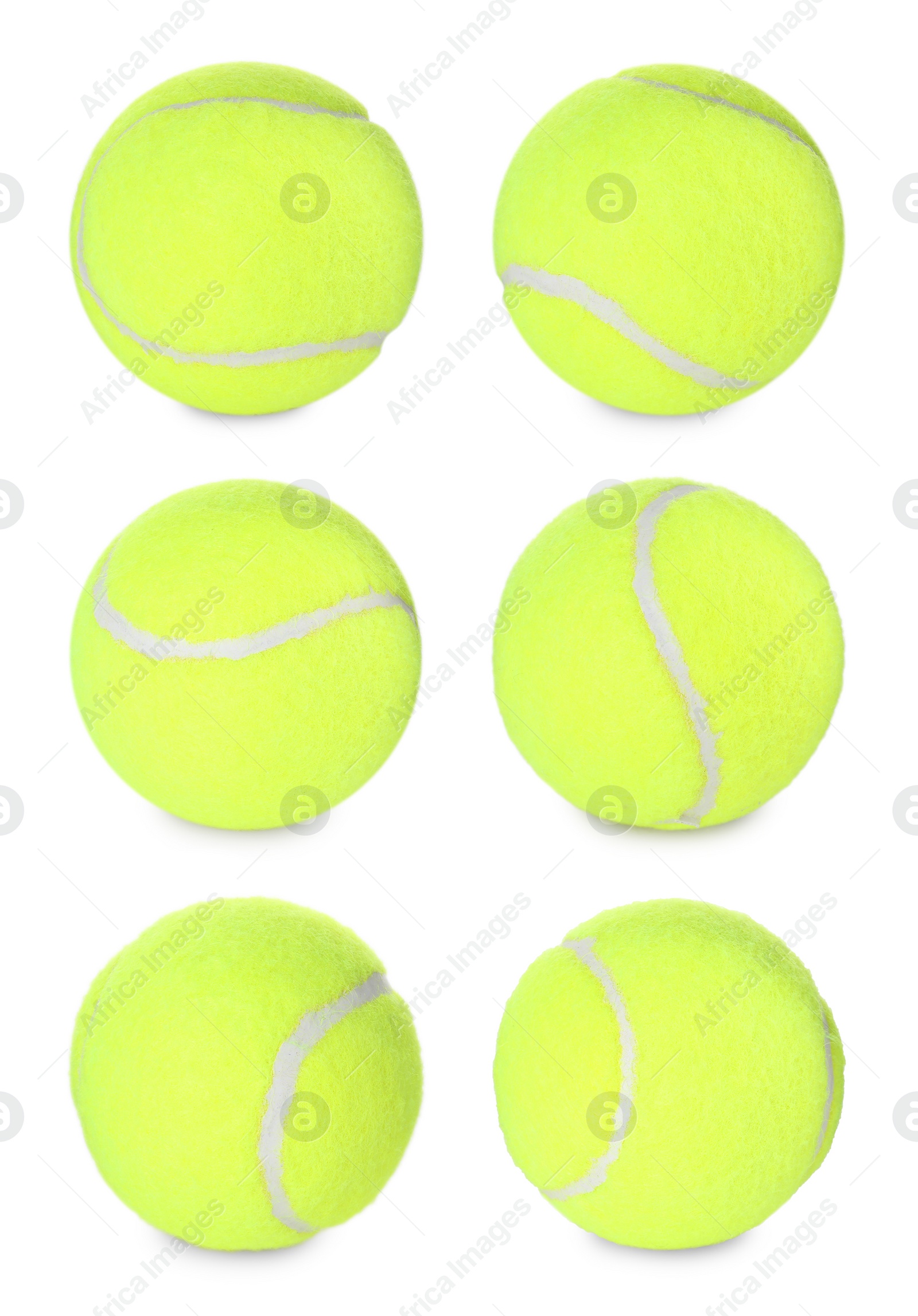 Image of Tennis ball isolated on white, different sides