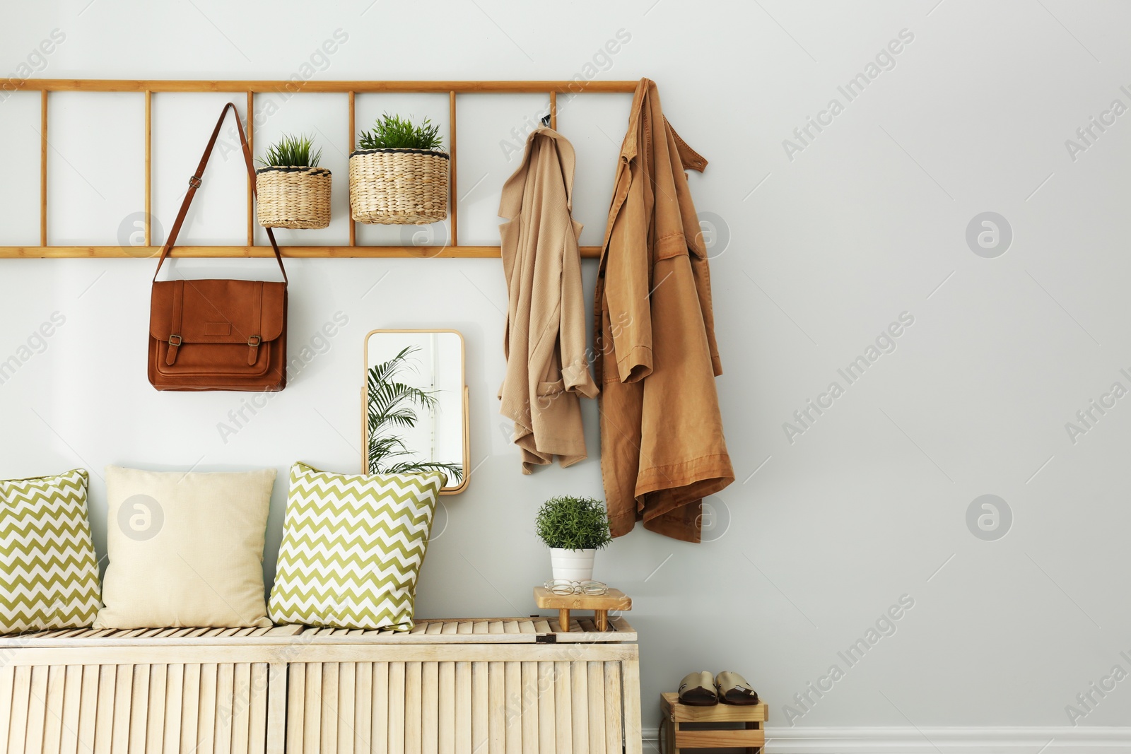 Photo of Cozy hallway interior with new stylish furniture