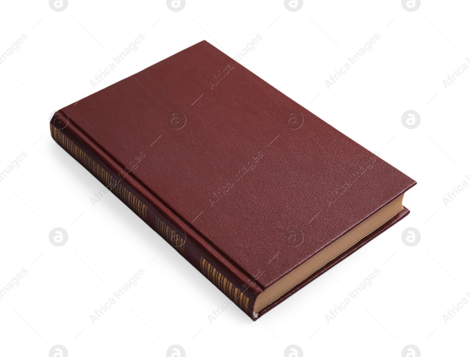 Photo of Book with blank brown cover on white background