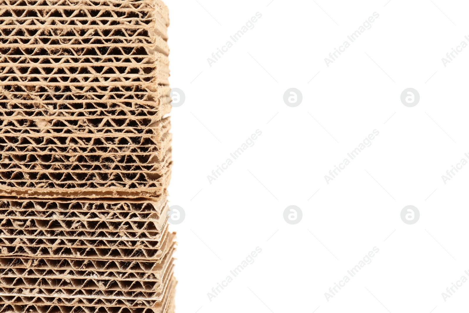 Photo of Stack of cardboard on white background. Recyclable material