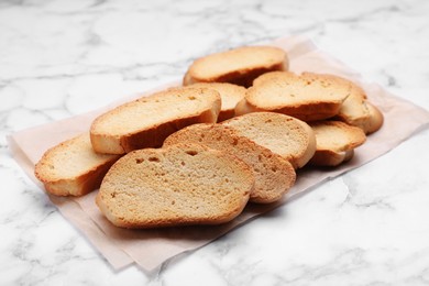 Hard chuck crackers on white marble table