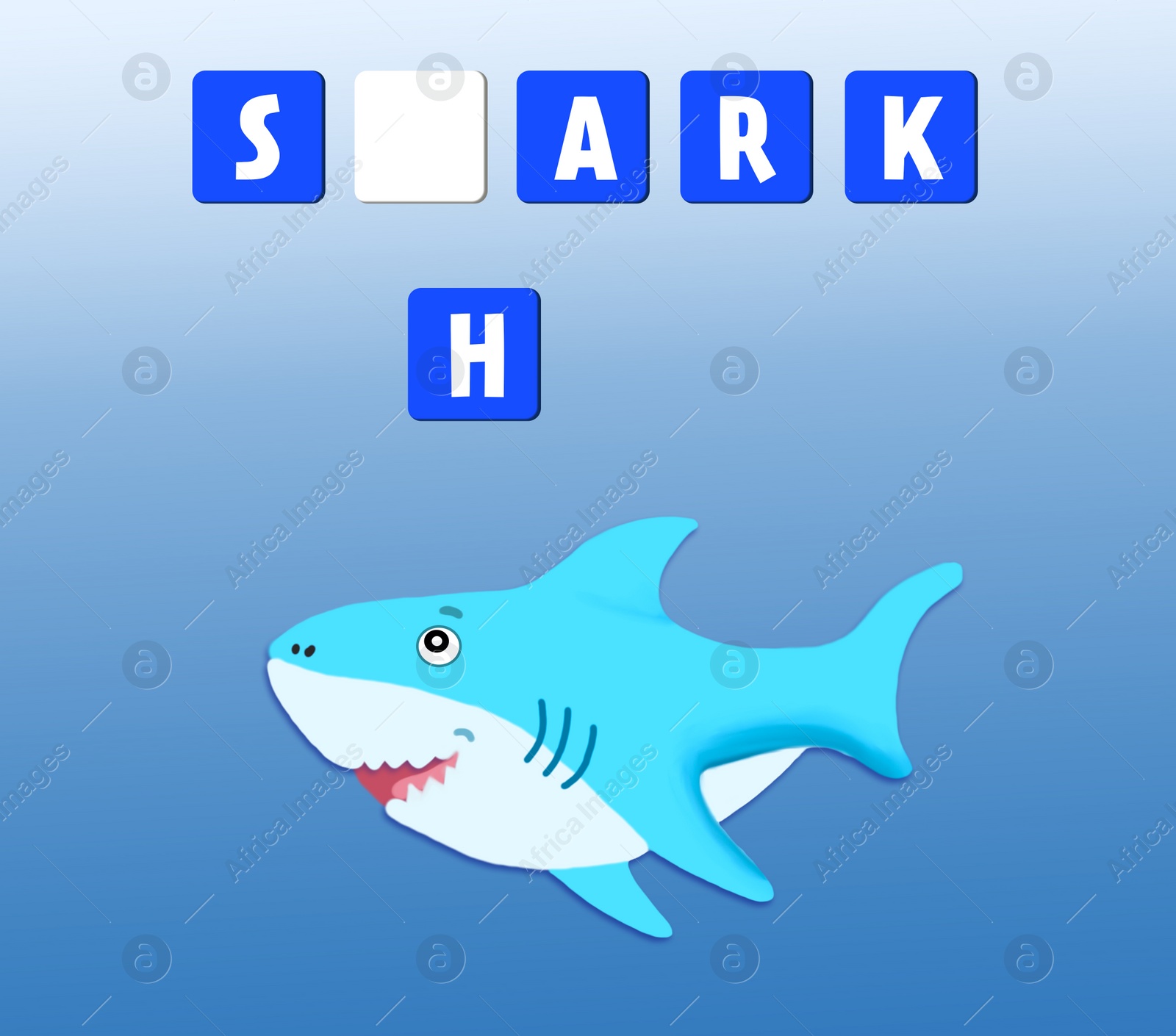 Illustration of English for kids. Make word game. Educational application for children, illustration