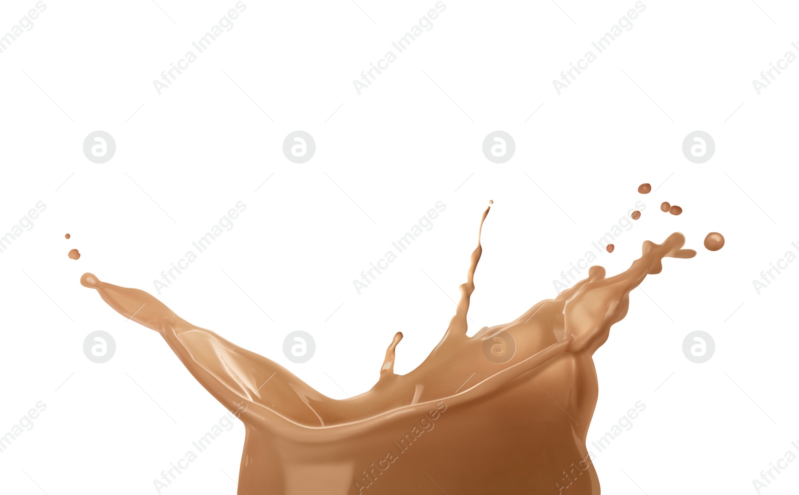 Image of Splash of delicious chocolate milk on white background