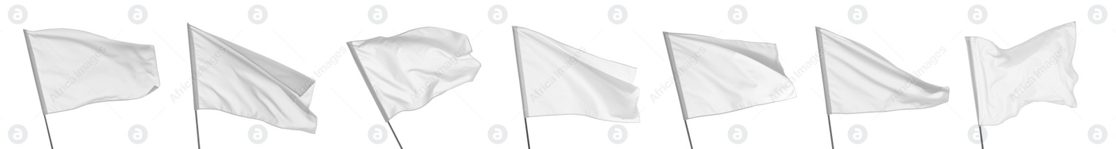 Image of Set with blank flags on white background. Banner design