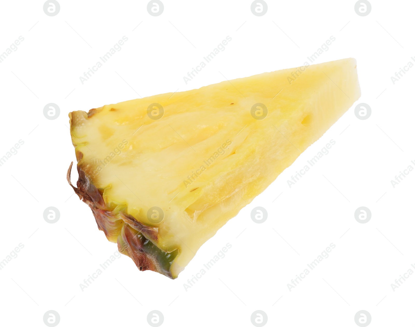 Photo of Slice of tasty ripe pineapple isolated on white