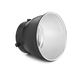 Photo of Studio flash light reflector isolated on white. Professional photographer's equipment