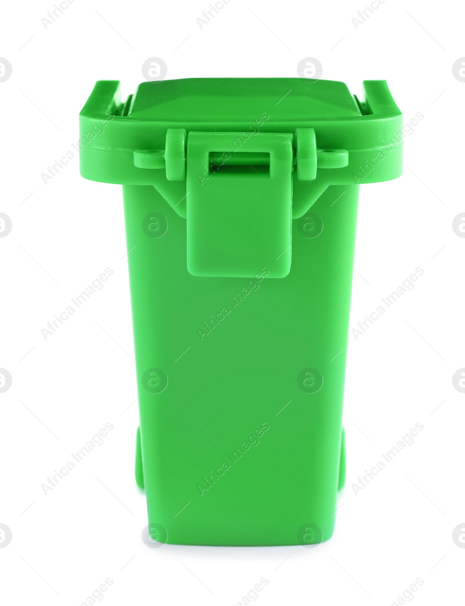 Photo of Mini green recycling bin isolated on white