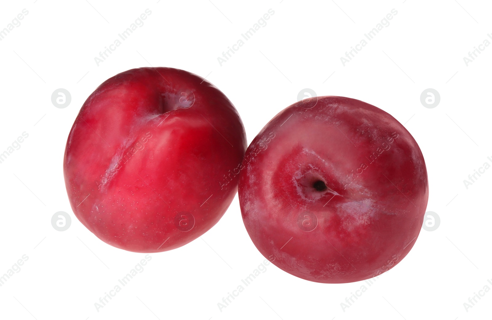 Photo of Delicious fresh ripe plums isolated on white