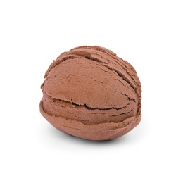 Photo of Scoop of chocolate ice cream isolated on white