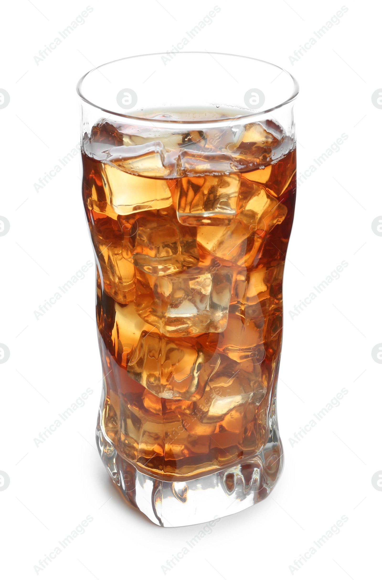 Photo of Glass of refreshing iced tea on white background