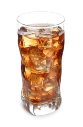 Photo of Glass of refreshing iced tea on white background