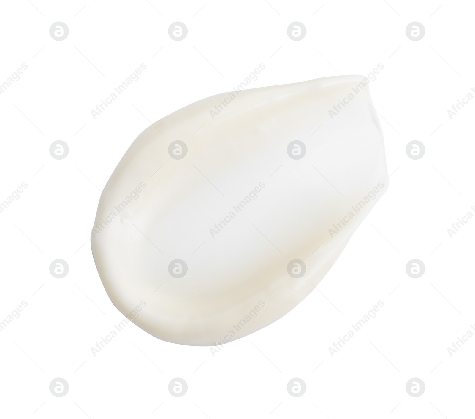 Photo of Tasty fresh mayonnaise sauce isolated on white, top view