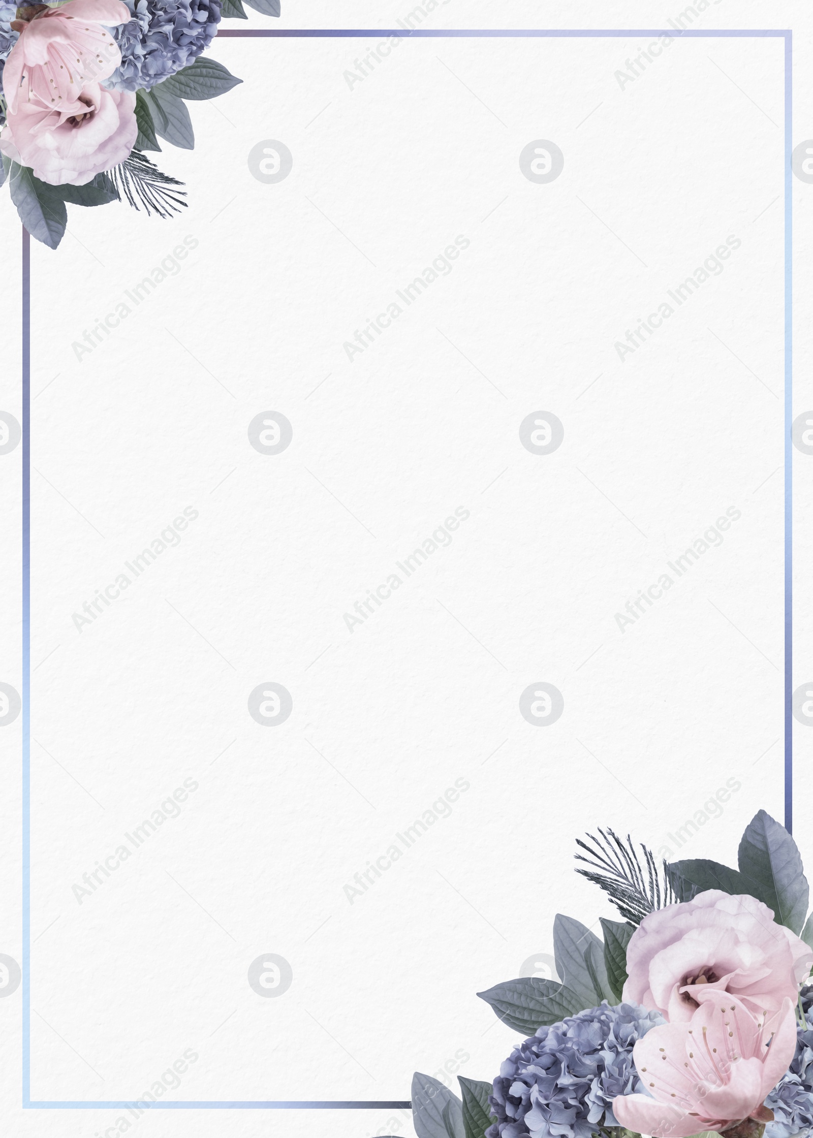 Illustration of Beautiful wedding invitation card with frame, flowers and space for text on white background