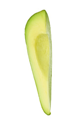 Photo of Slice of ripe avocado isolated on white