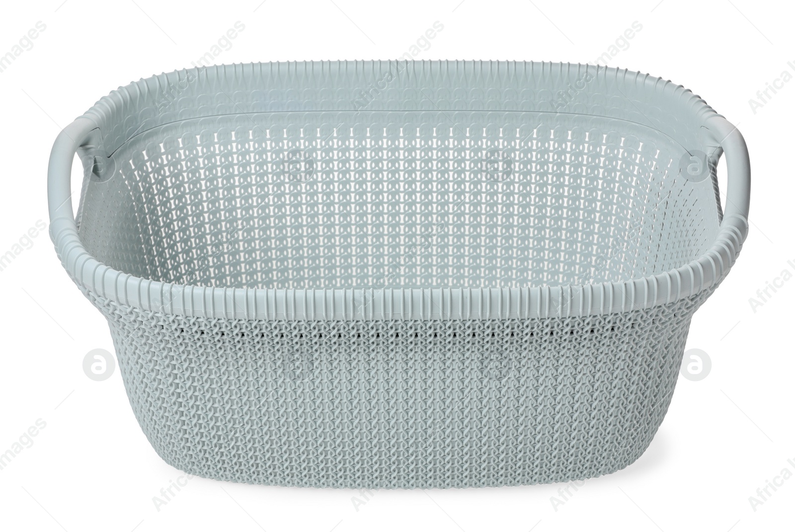 Photo of Empty plastic laundry basket isolated on white