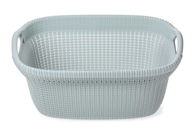 Photo of Empty plastic laundry basket isolated on white