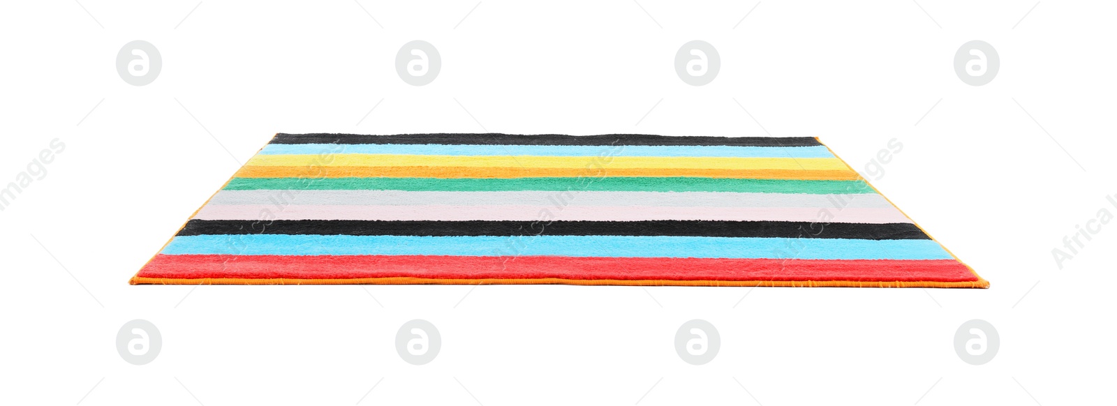 Photo of Striped carpet on white background. Interior element