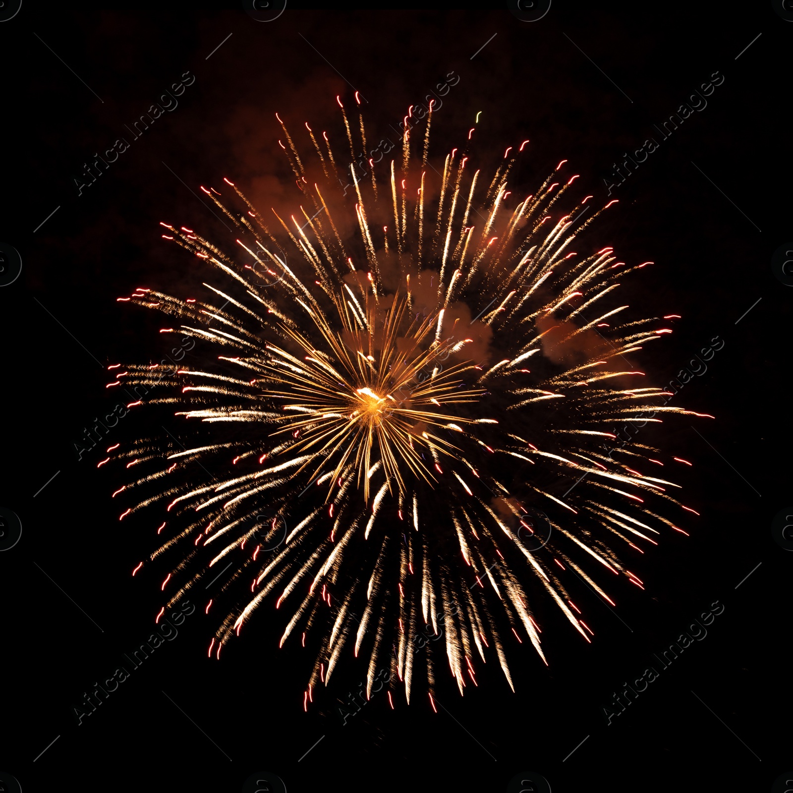 Image of Beautiful bright fireworks lighting up night sky