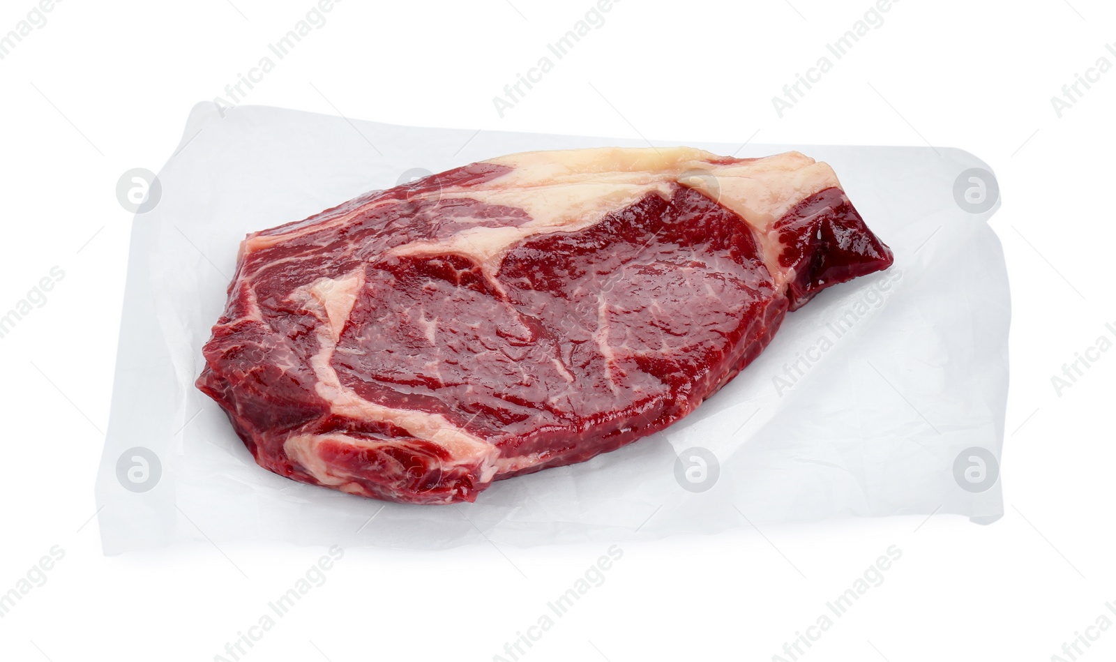 Photo of Piece of fresh beef meat isolated on white