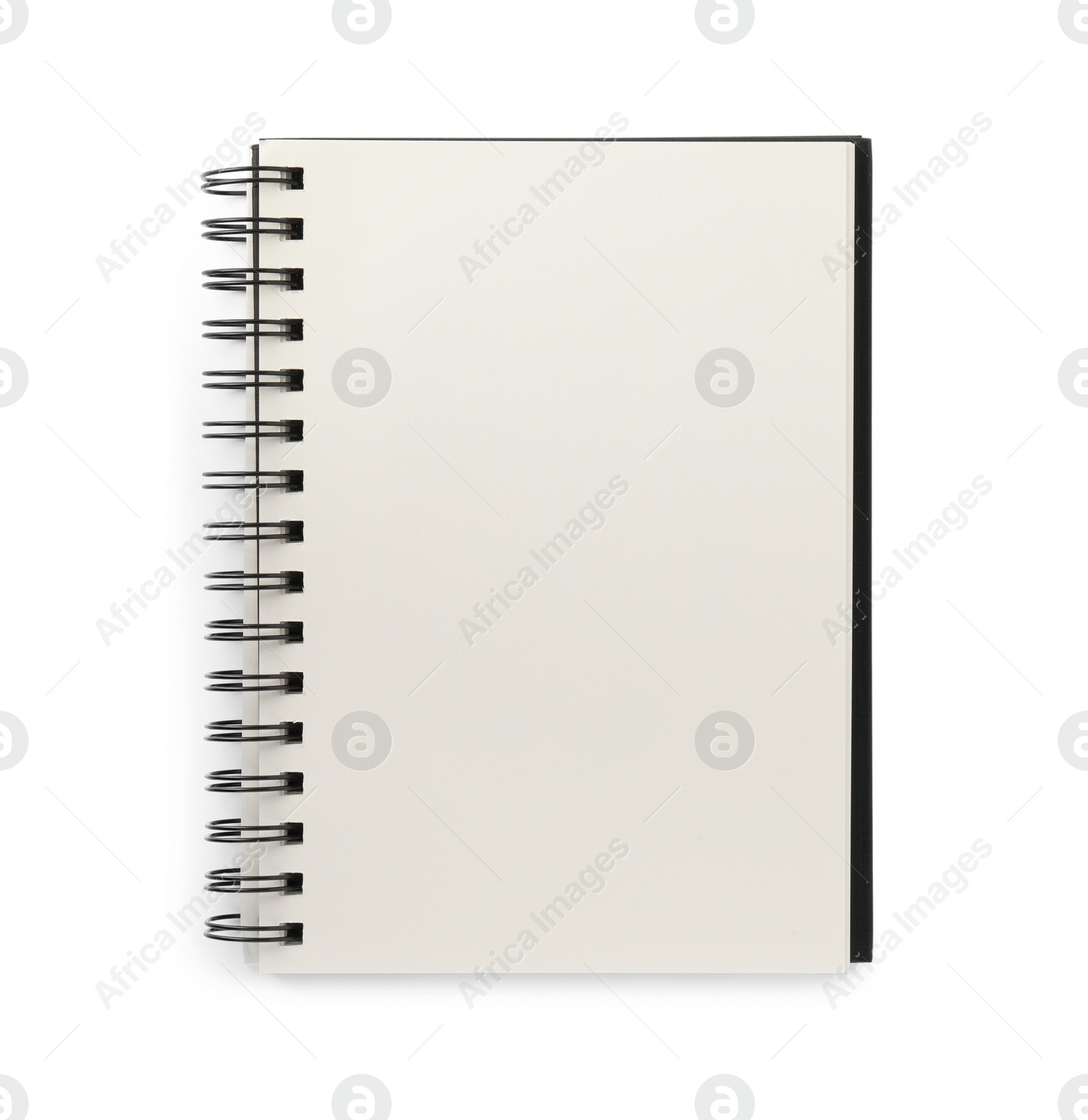 Photo of Open blank office notebook isolated on white