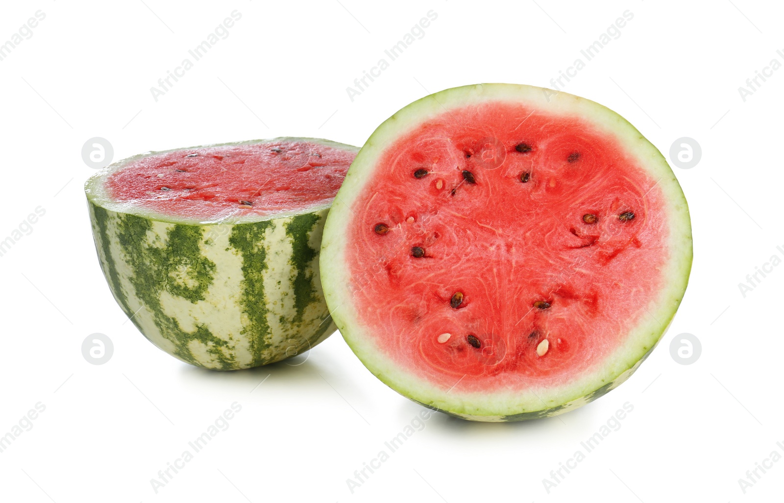 Photo of Delicious ripe cut watermelon isolated on white