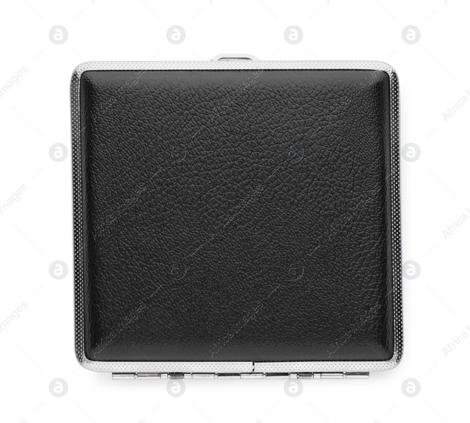 Photo of Stylish leather cigarette case isolated on white