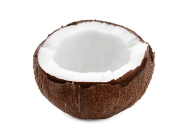 Half of ripe coconut isolated on white