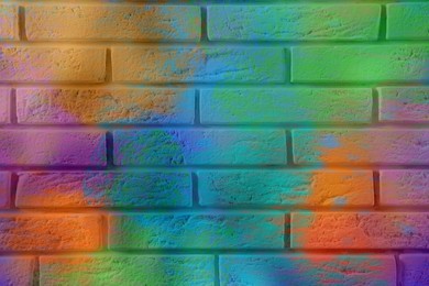 Image of Abstract colorful graffiti drawn on brick wall