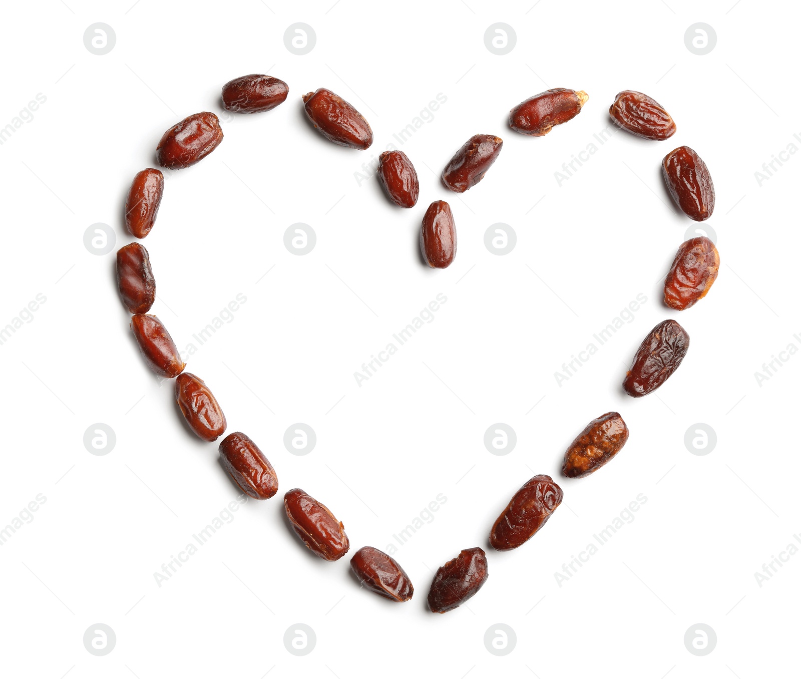 Photo of Frame made of sweet dried date fruits on white background, top view with space for text