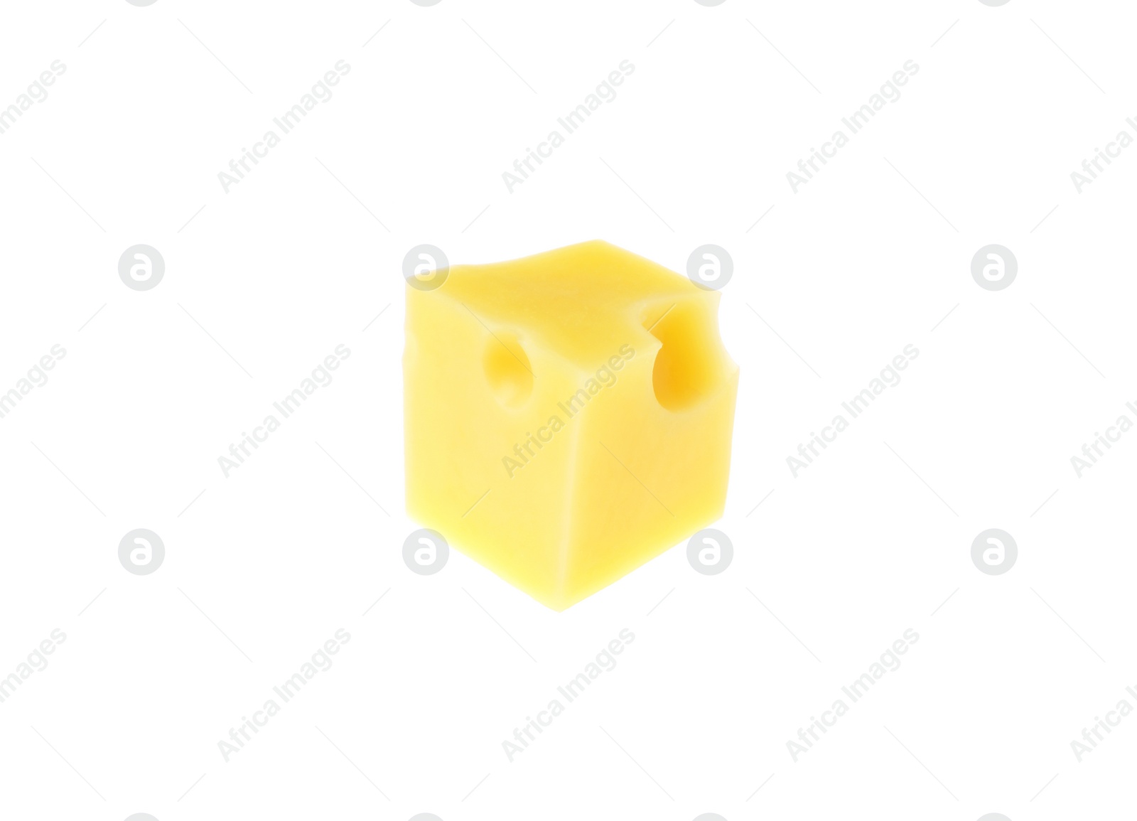 Photo of Cube of delicious cheese isolated on white