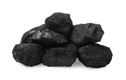 Pile of black coal isolated on white