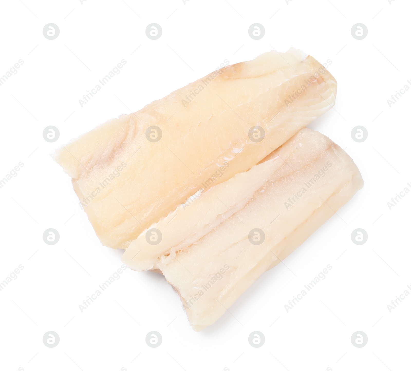 Photo of Pieces of raw cod fish isolated on white