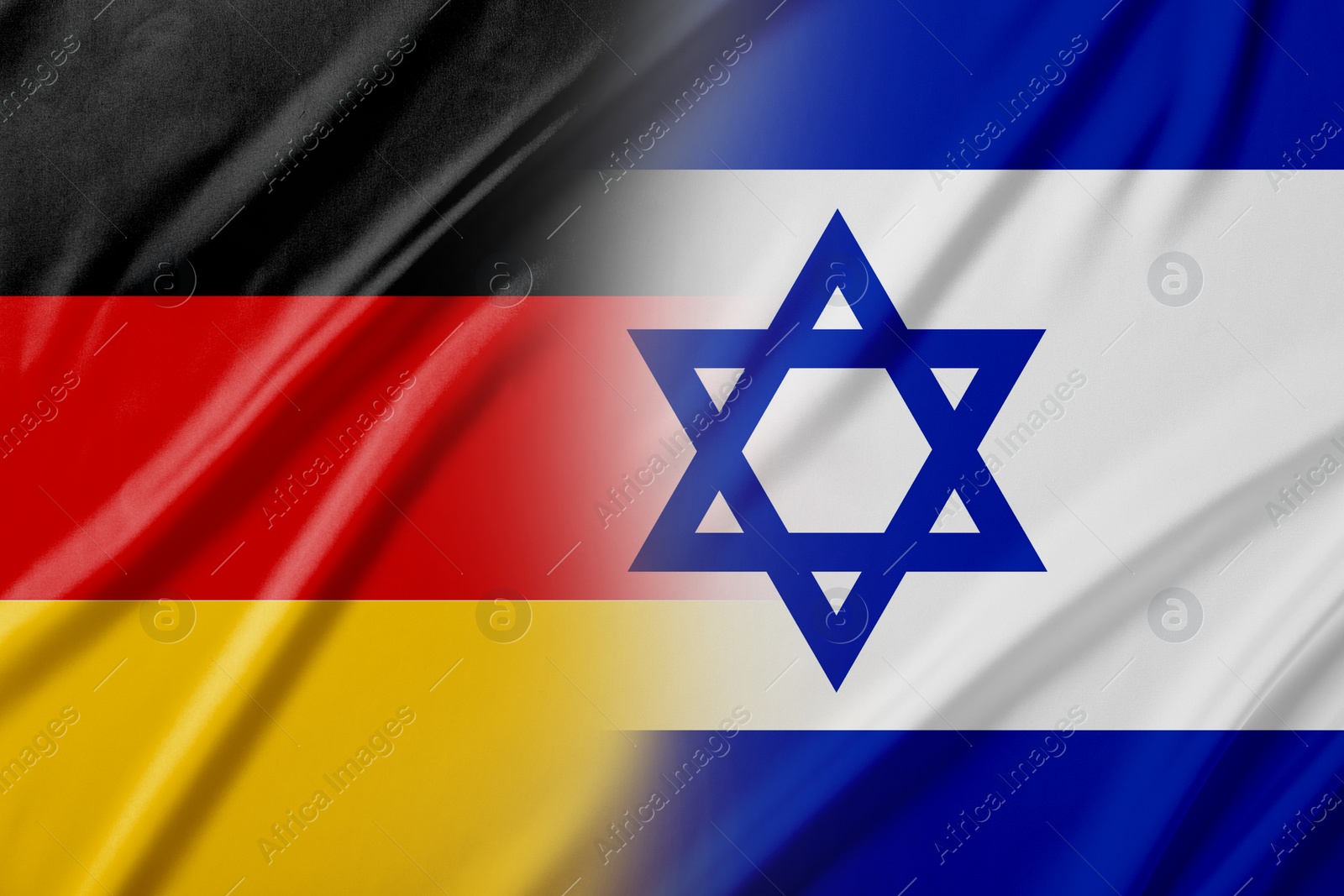 Image of International relations. National flags of Germany and Israel