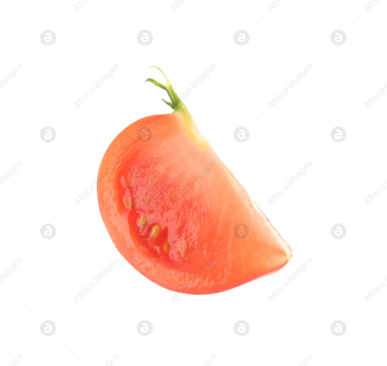Photo of Slice of fresh tomato isolated on white