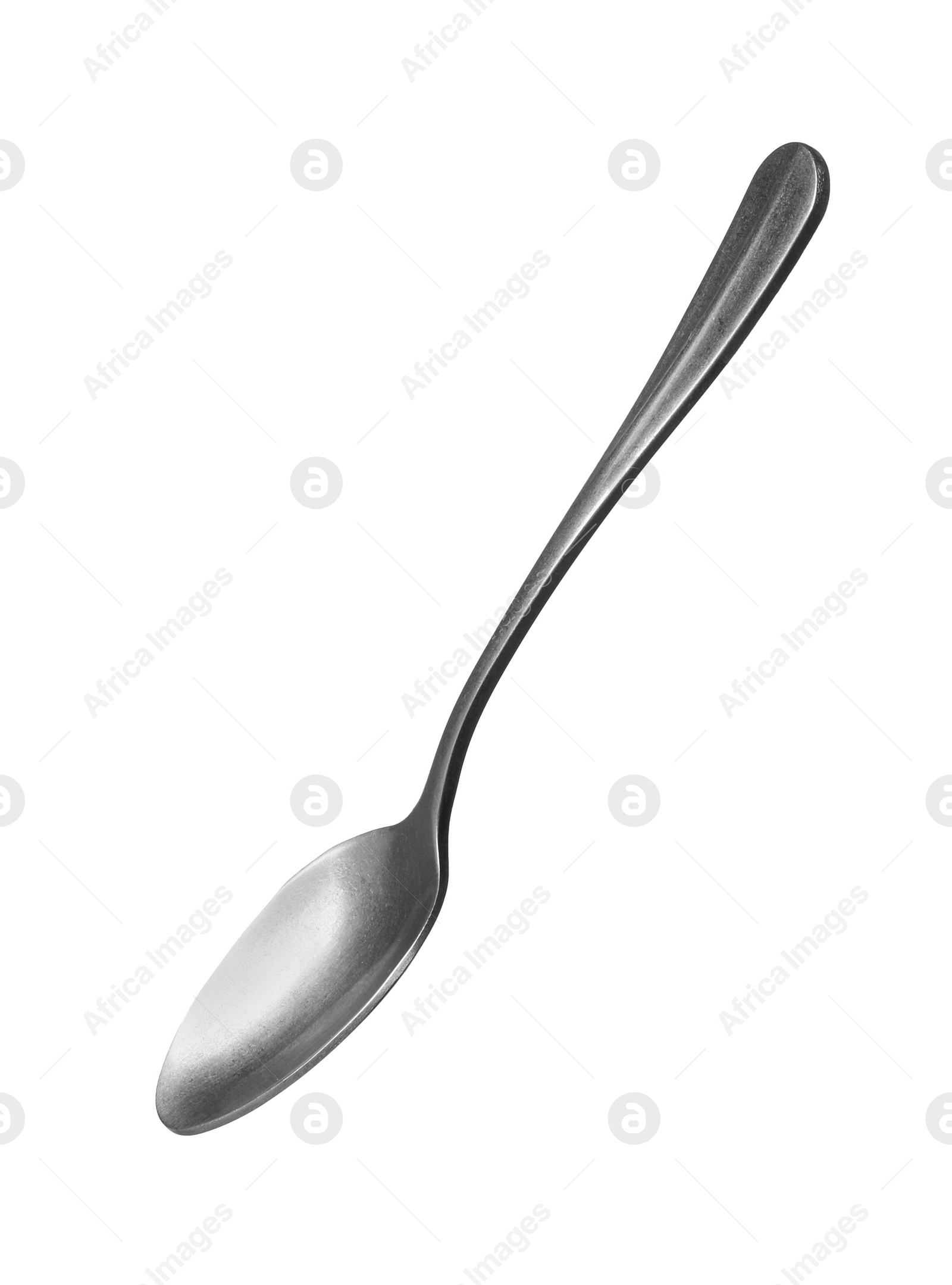 Photo of One metal tea spoon isolated on white