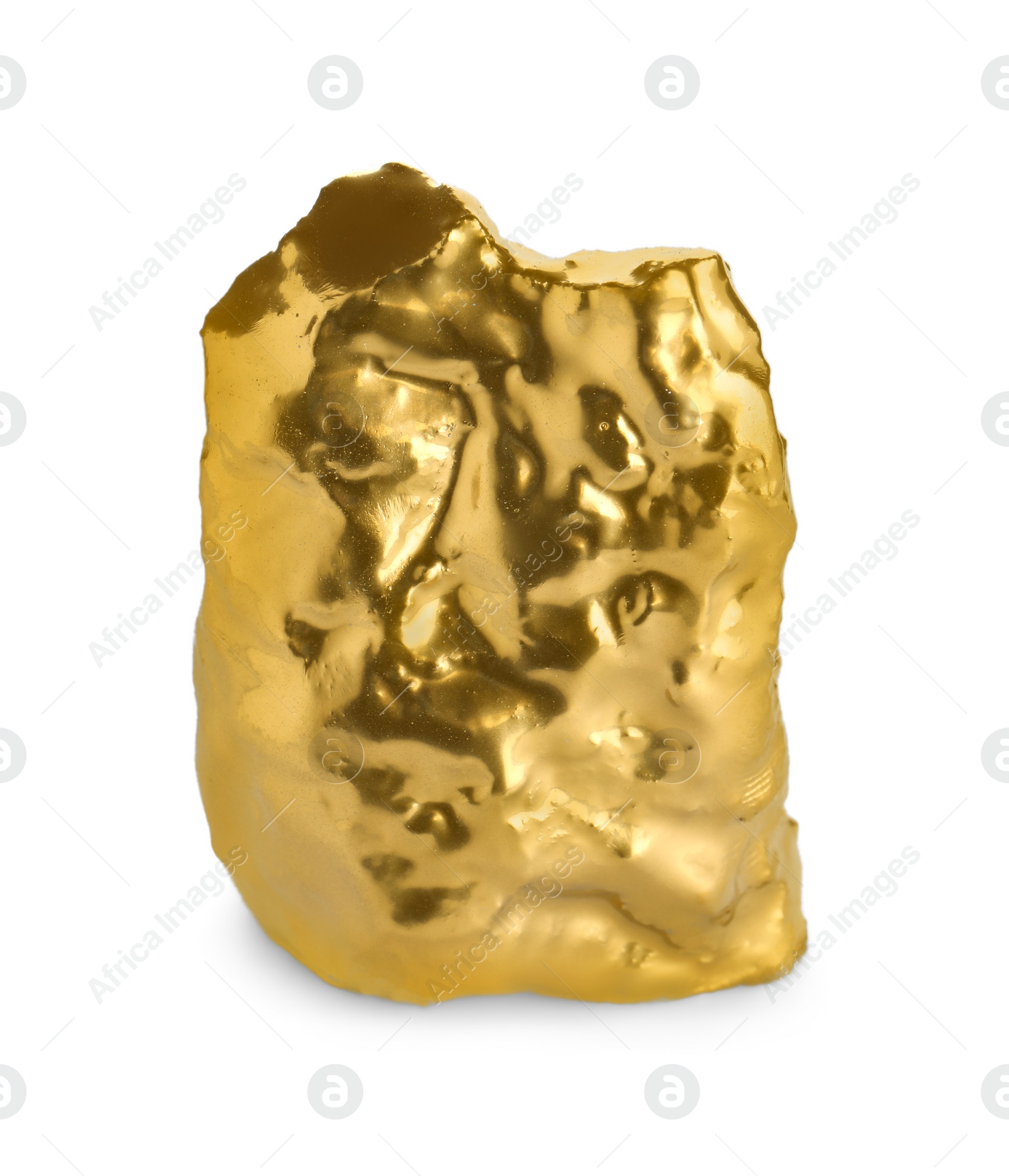 Photo of One beautiful gold nugget on white background