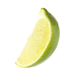 Photo of Slice of fresh green ripe lime isolated on white