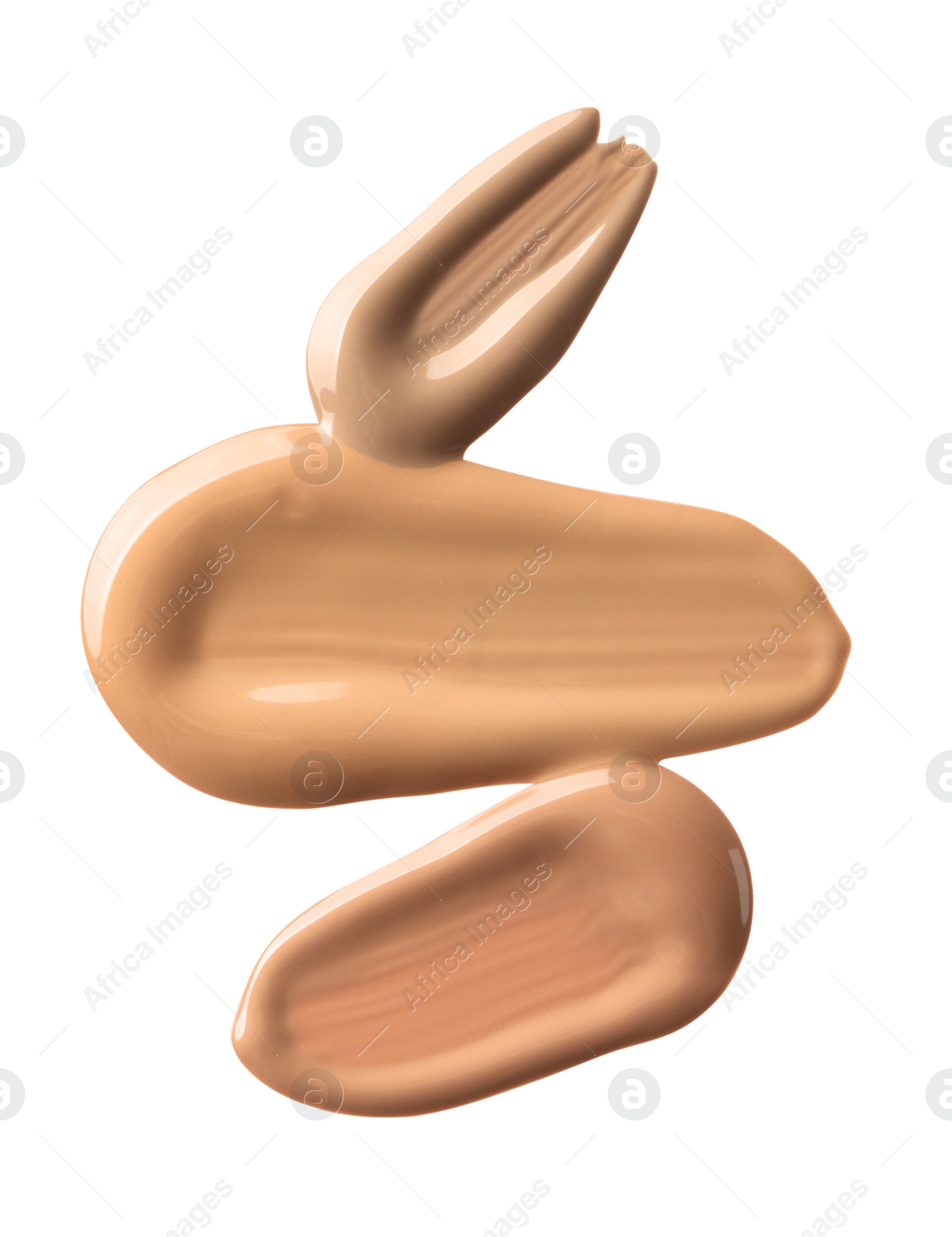 Photo of Samples of liquid skin foundations on white background, top view