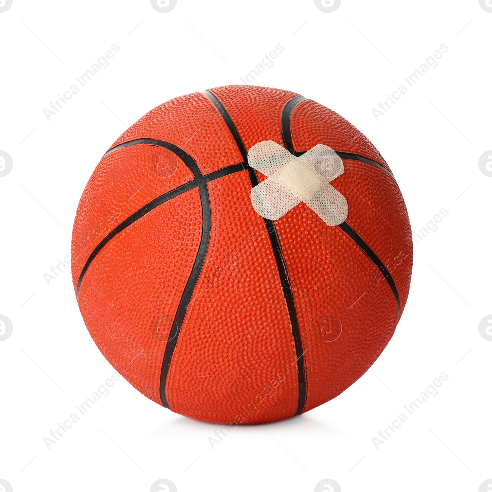 Photo of Ball with sticking plasters isolated on white