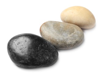 Photo of Group of different stones on white background