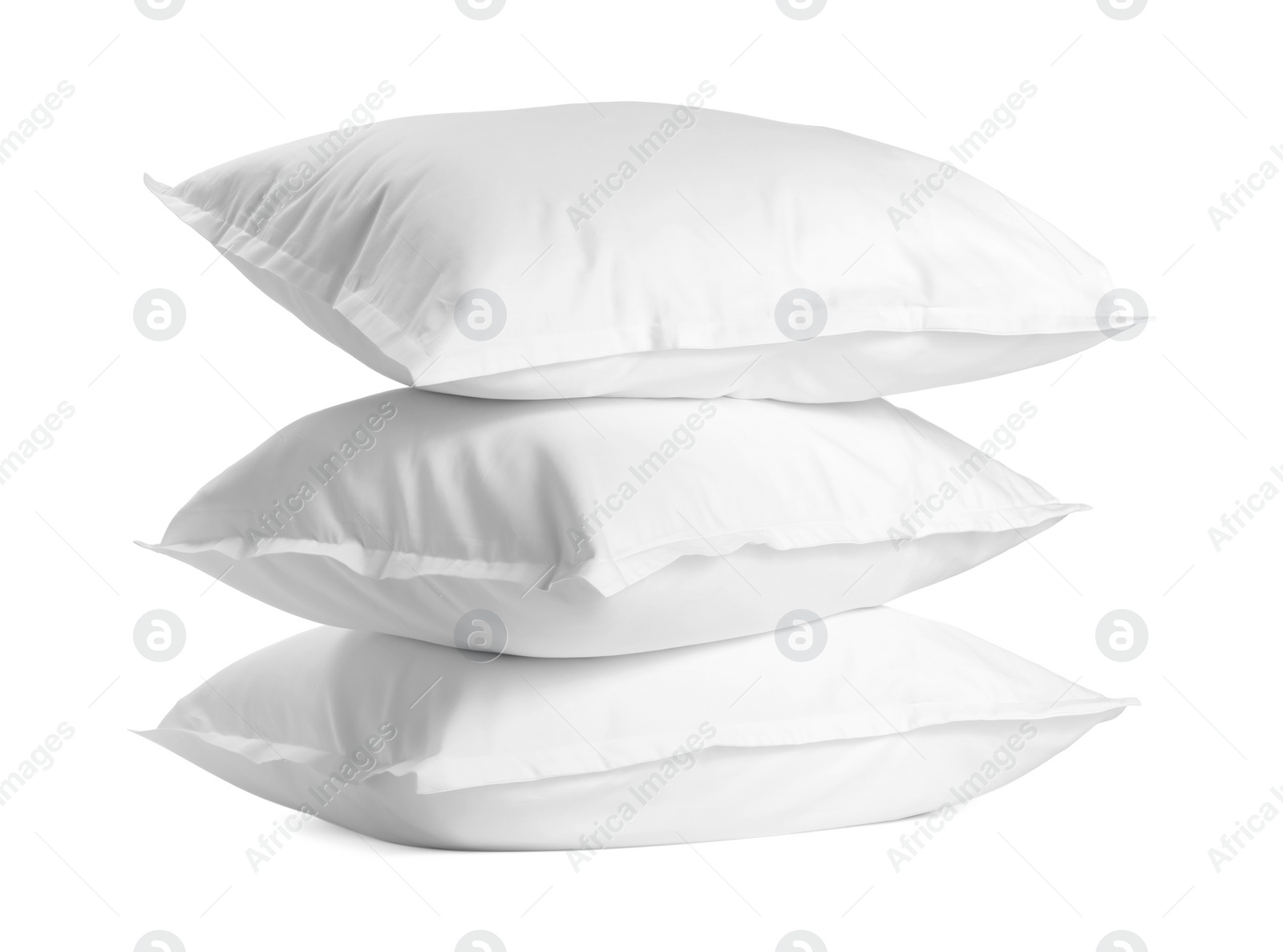 Photo of Stack of soft pillows isolated on white