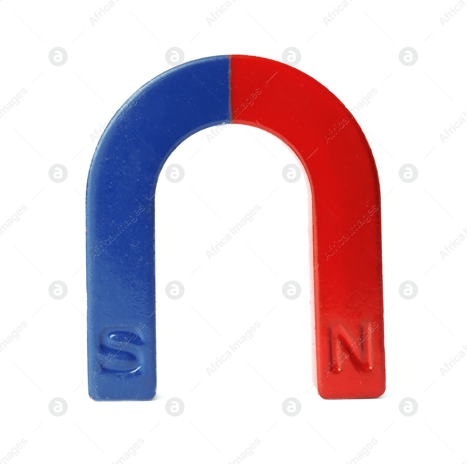 Photo of Red and blue horseshoe magnet isolated on white