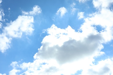 Photo of View of beautiful blue sky with fluffy clouds