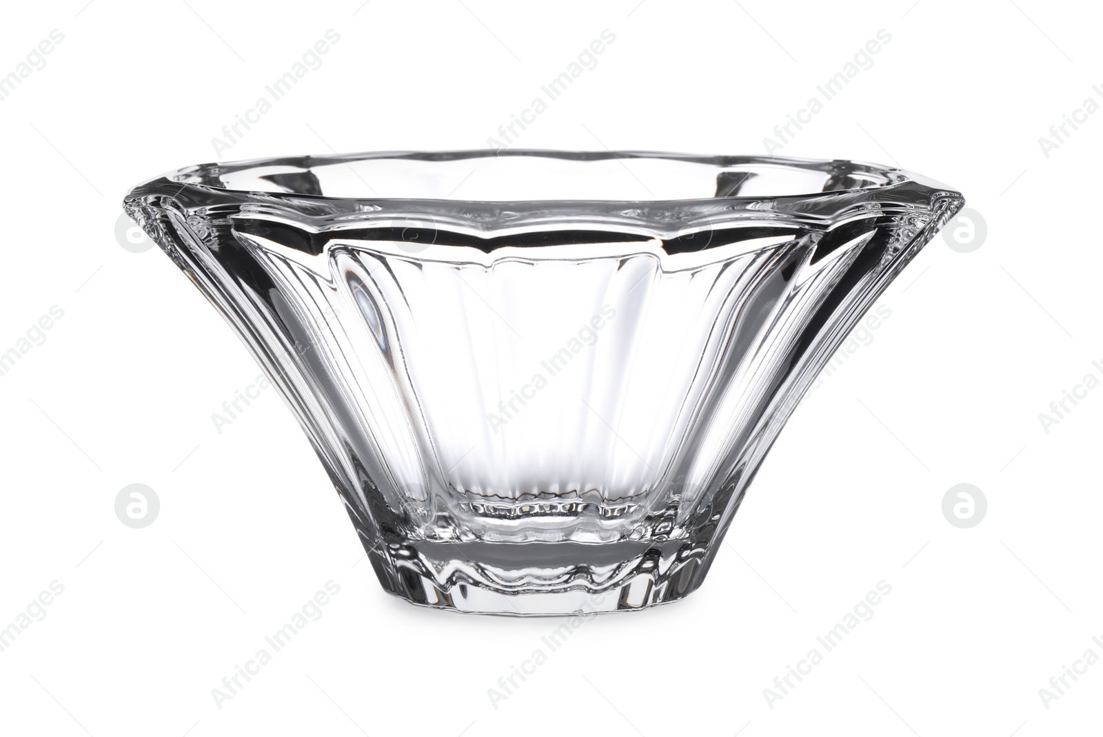 Photo of New clean empty glass bowl isolated on white