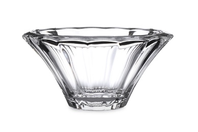 Photo of New clean empty glass bowl isolated on white