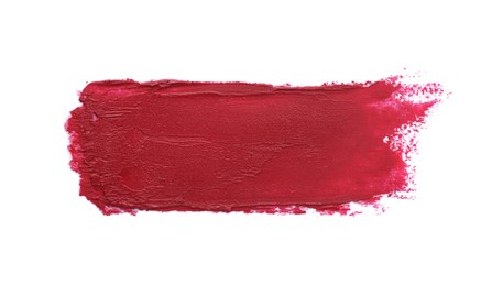 Swatch of lipstick isolated on white, top view