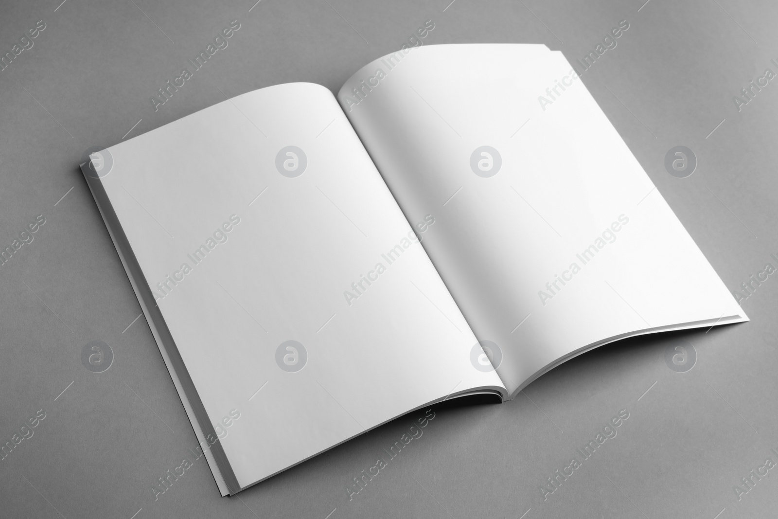 Photo of Mockup of open blank brochure on grey background